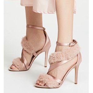Sam Edelman Pink Satin Furry Strap Adelle Heels